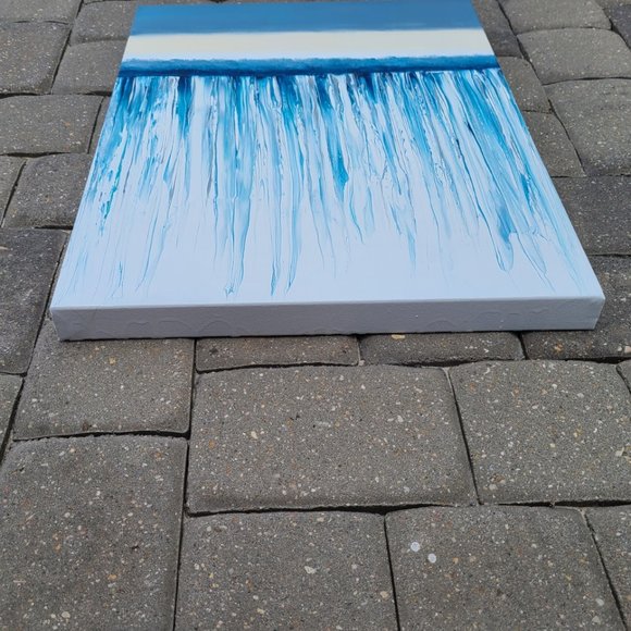 24x18 Acrylic Swipe Wall Art, Blues, Pearl, White, Waterfall Over the Edge - Picture 7 of 11
